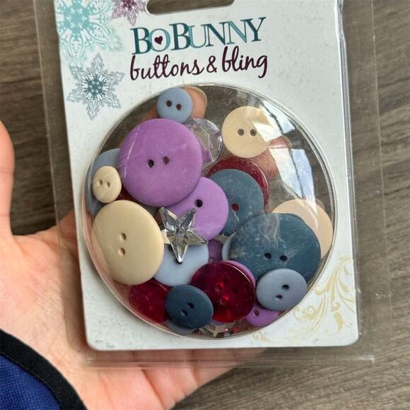 NEW Y2K Bo Bunny Buttons & Bling Embellishments Snowy Winter 35 Pcs Crafting Set - Picture 3 of 6